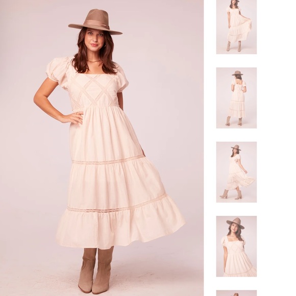 BAND OF THE FREE KAVYA LIGHT TEA LATTICE MAXI DRESS - Picture 7 of 16